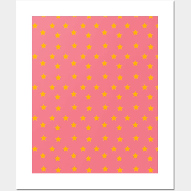 Abdulkareem | Pink and Yellow Stars Pattern Wall Art by jeeneecraftz